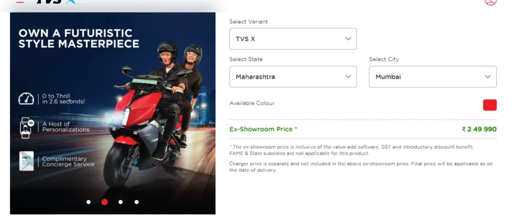 TVS X Electric Scooter Features book